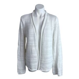 Max Studio Cardigan Sweater Long Sleeve Open Front Ivory Loose Knit Beach Sz XL